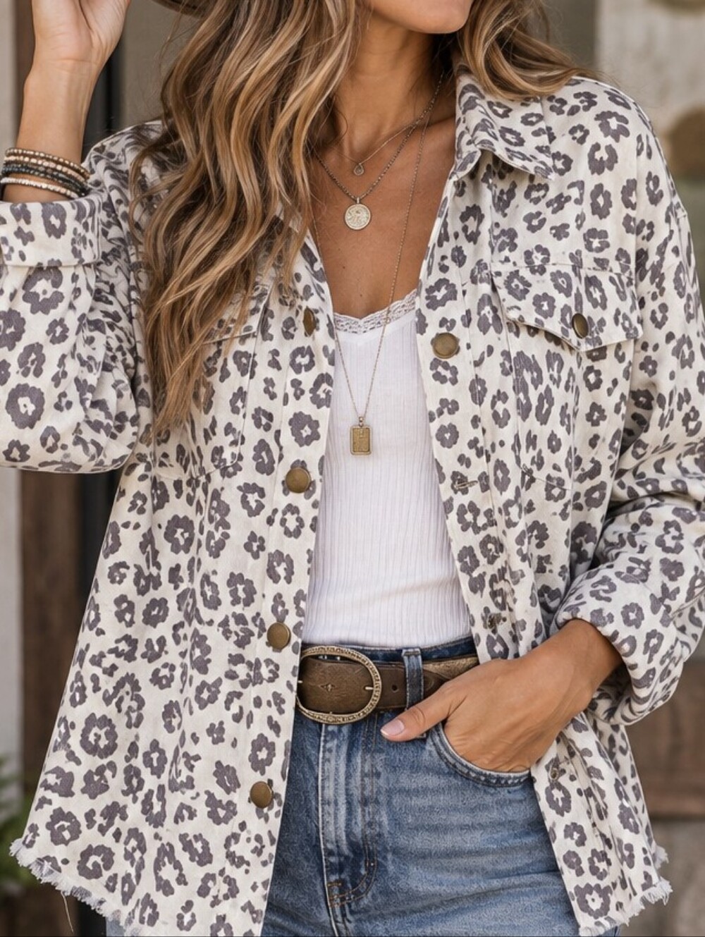 Mud Pie leopard shacket women’s Medium Western Cowgirl Boho